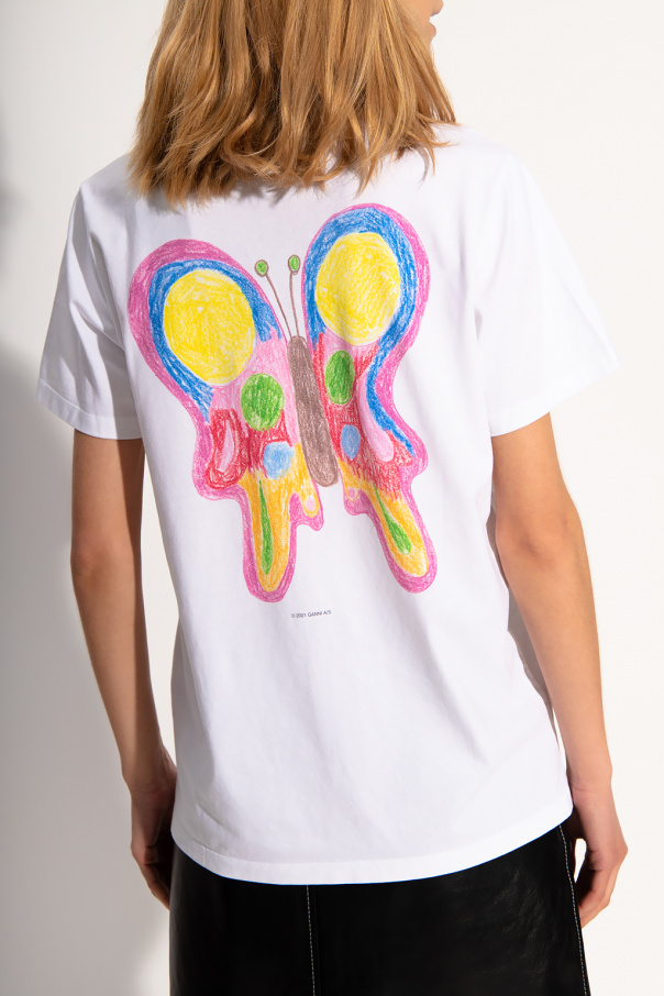 GANNIリンガーT XS Ganni Tiger-print Metallic T-shirt (Tops) IFCHIC.COM